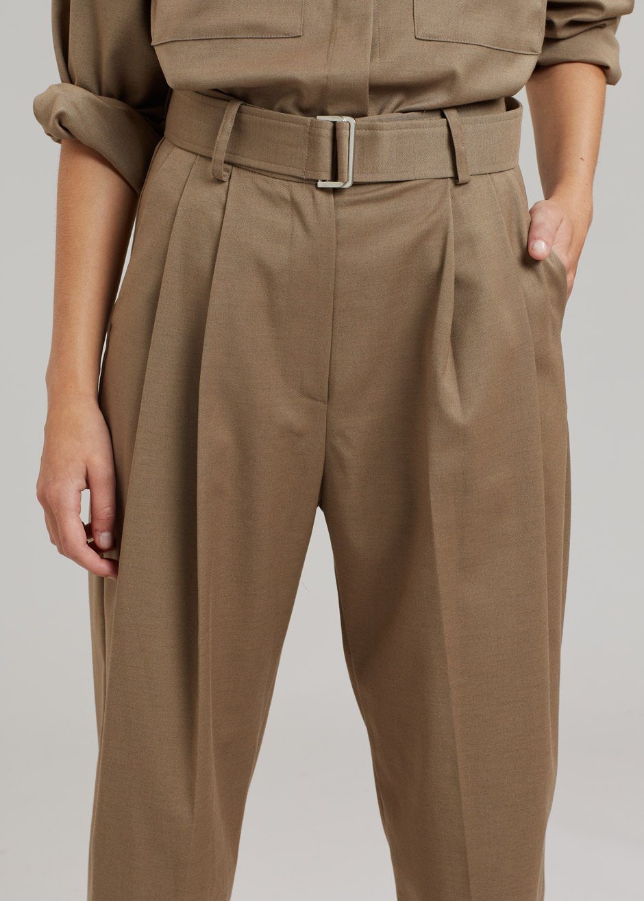 Ramson Pleated Trousers - Taupe - 4