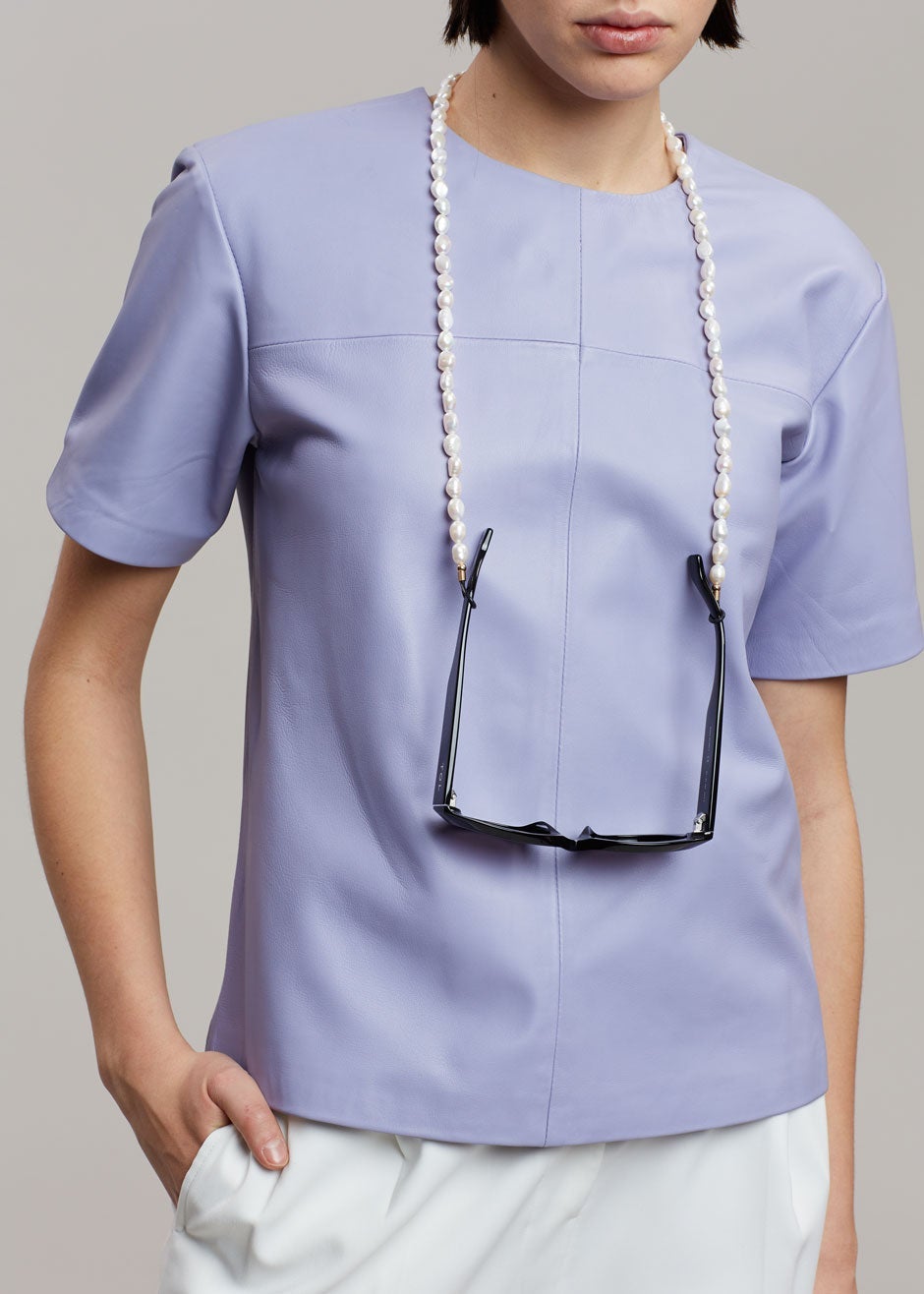 REMAIN Audrey Leather Shirt - Pastel Lilac - 3