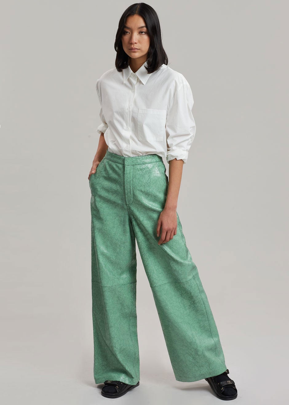 REMAIN Luma Leather Pants - Green Spruce - 7