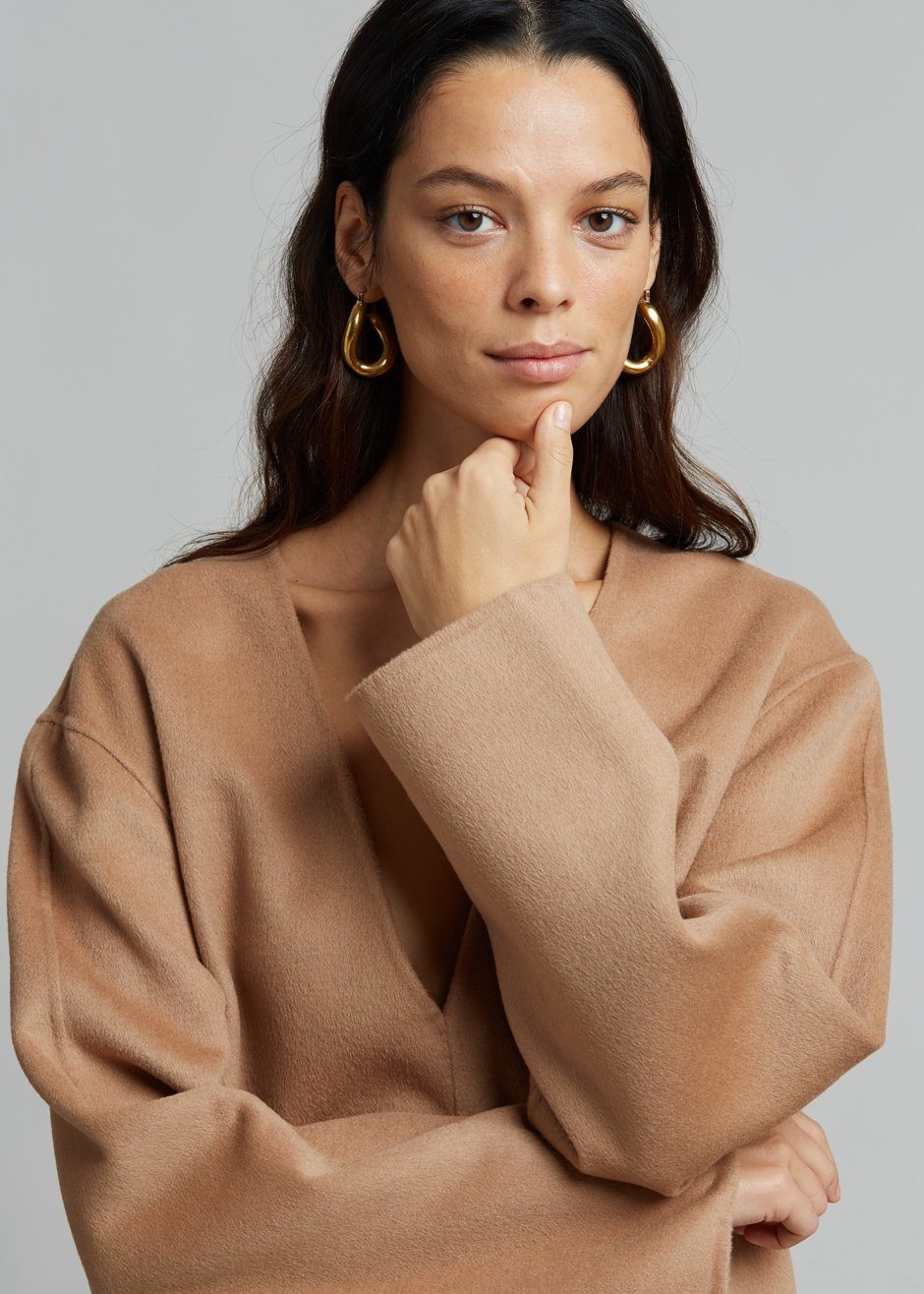 Róhe Jack Pullover Top - Camel - 12