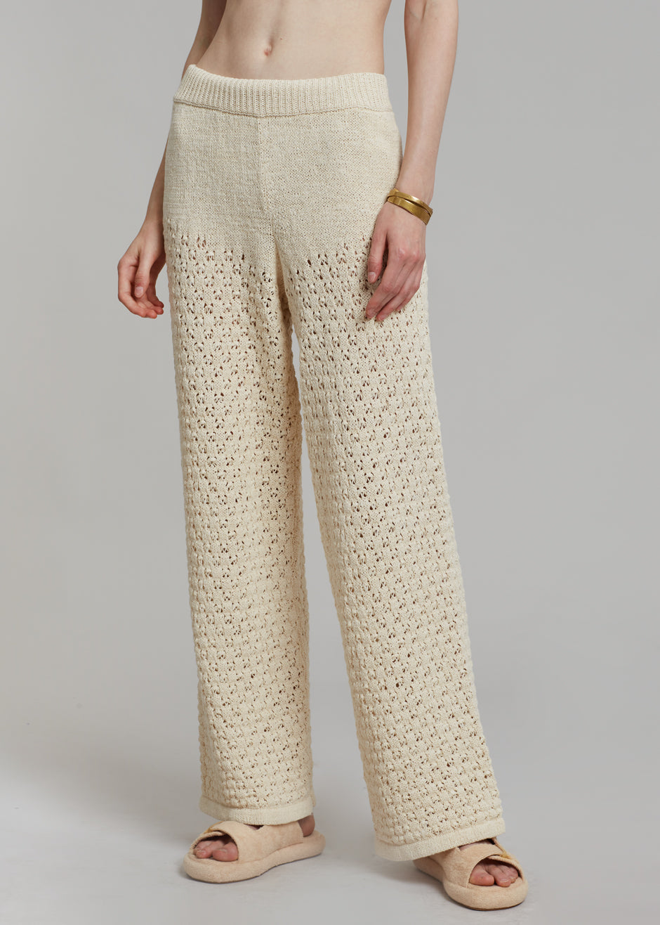 ROTATE Calla Knit Pants - White Asparagus - 1