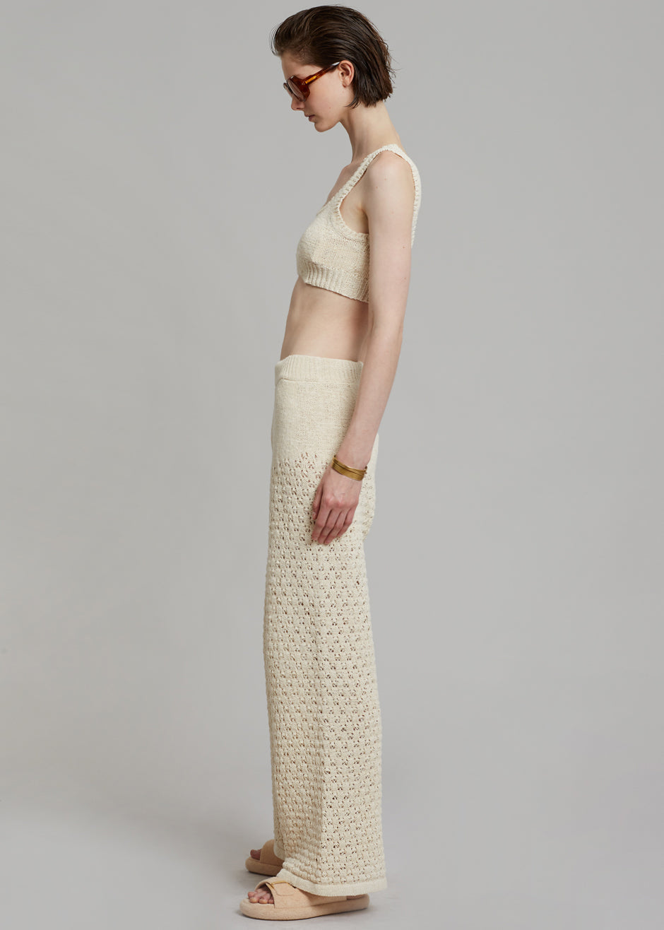 ROTATE Calla Knit Pants - White Asparagus - 3