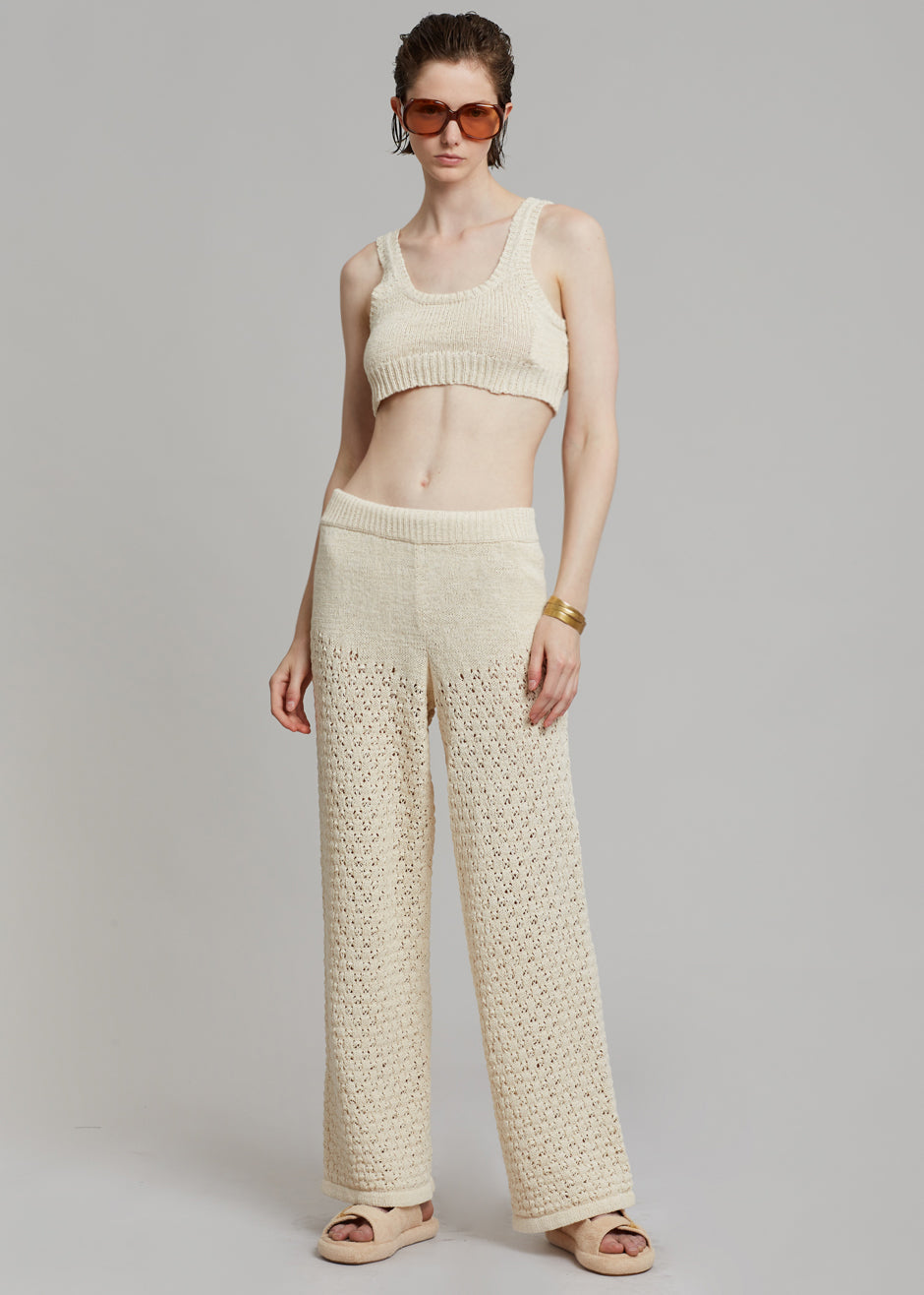 ROTATE Calla Knit Pants - White Asparagus - 4