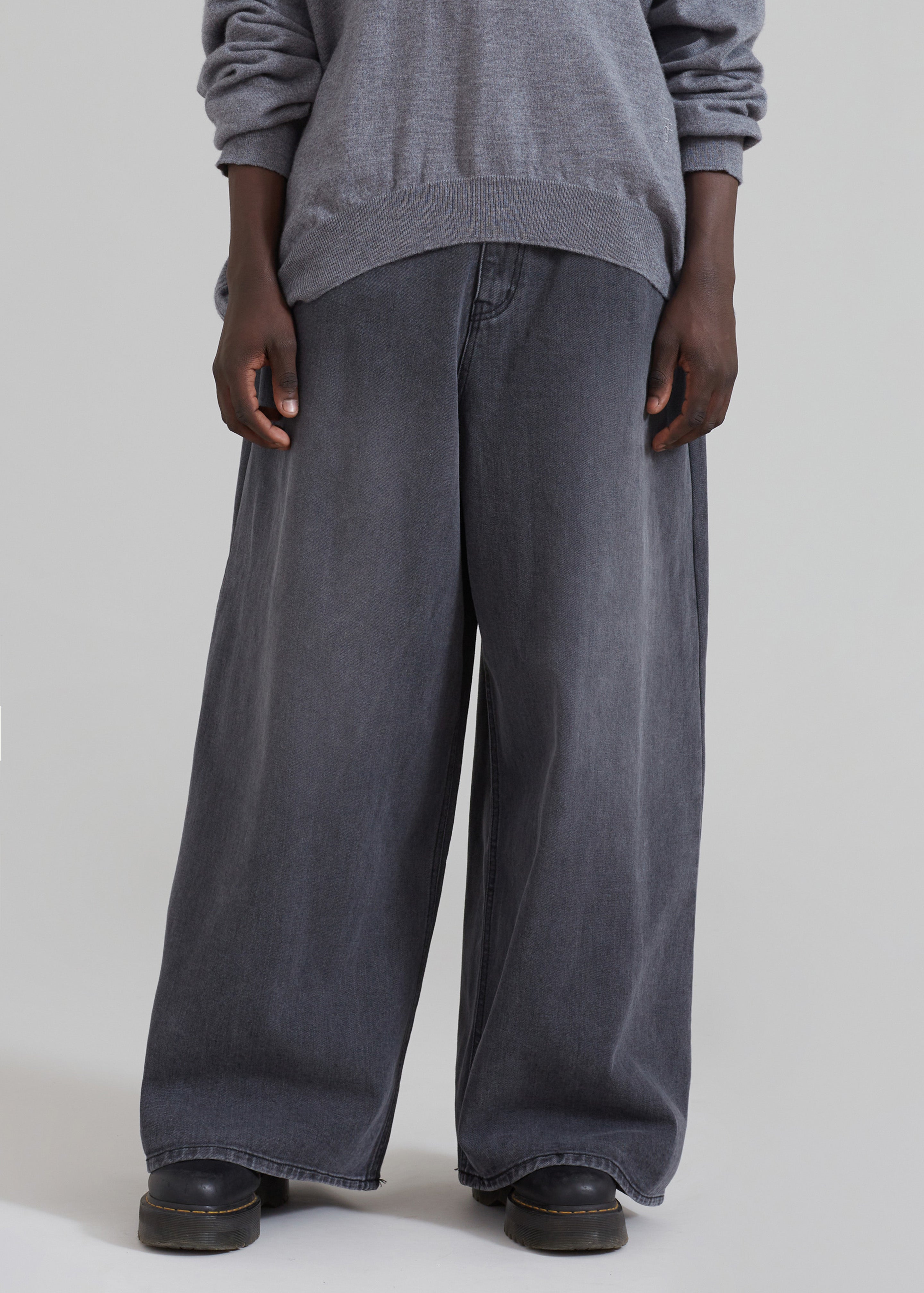 Sasha Men Wide Leg Jeans - Dark Grey - 2