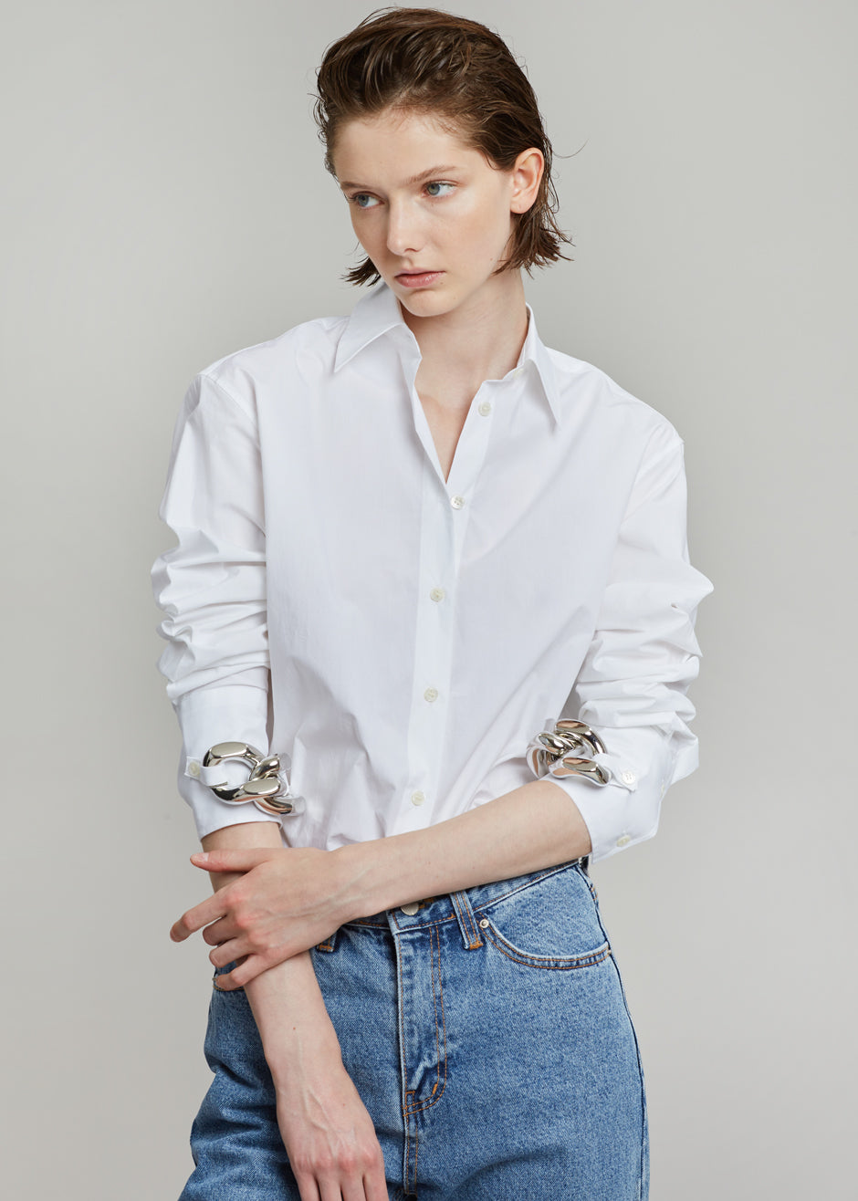 JW Anderson Silver Chain Link Shirt - White - 2