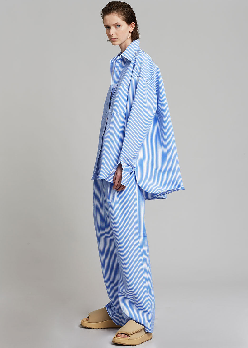 Bea Stripe Suit Pants - White/Light Blue - 7