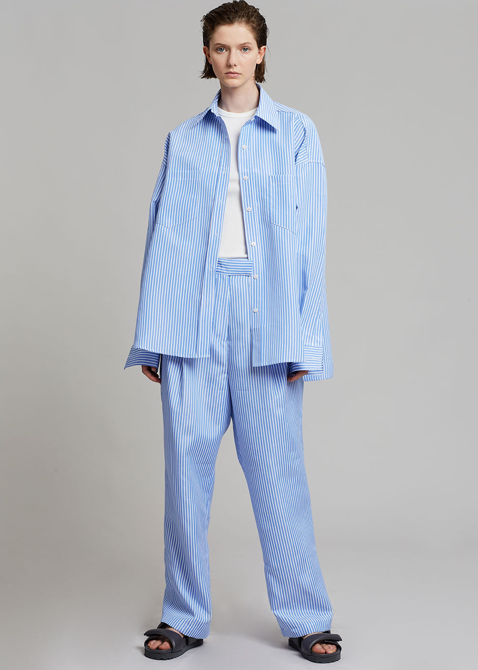 Bea Stripe Suit Pants - White/Light Blue - 8