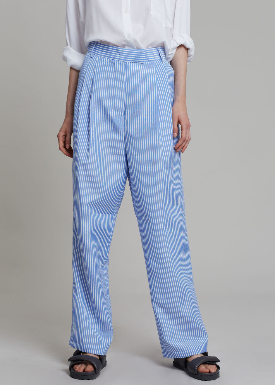 Bea Stripe Suit Pants - White/Light Blue - 3