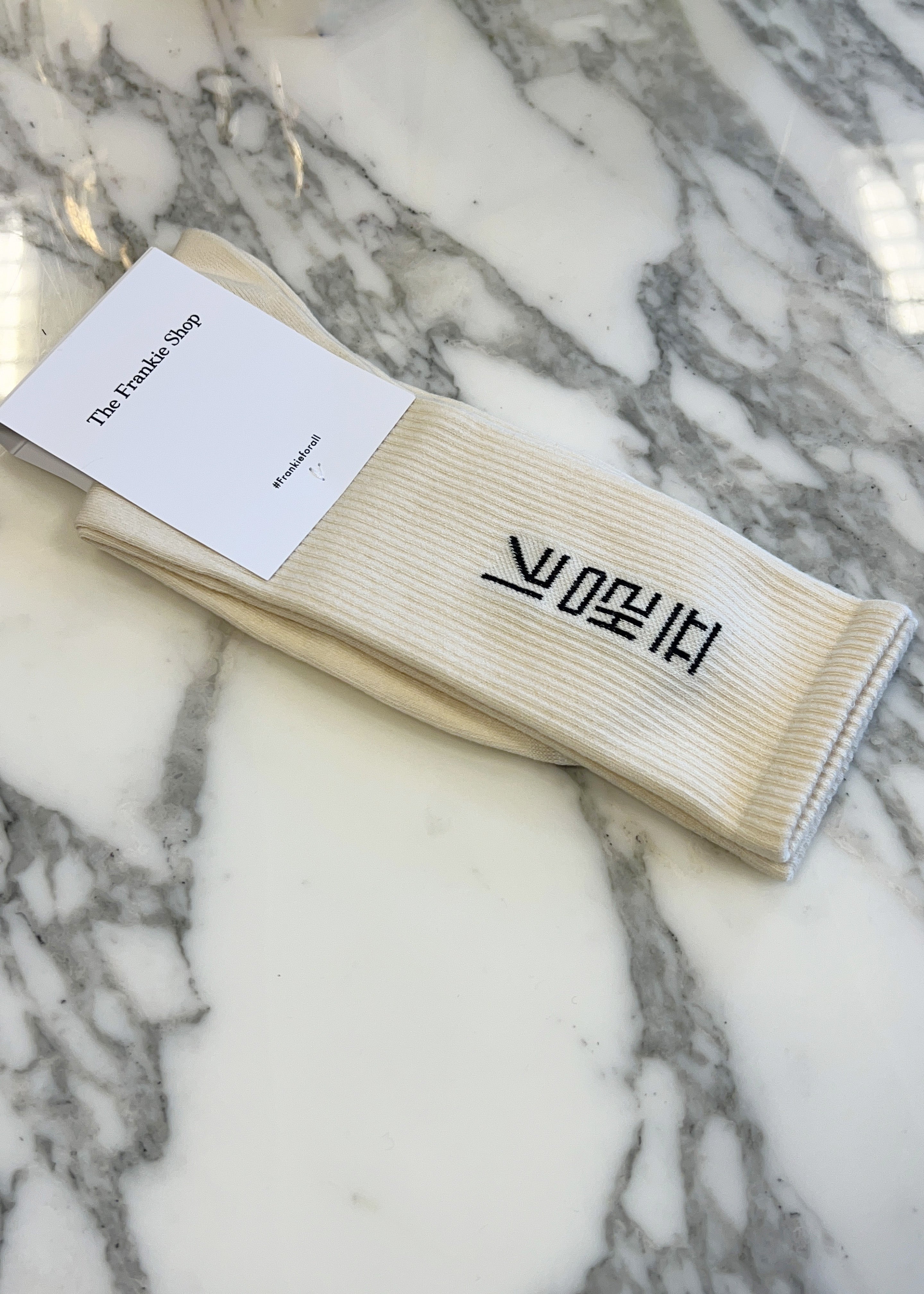 Frankie in Korean Ribbed Socks - Vanilla - 4