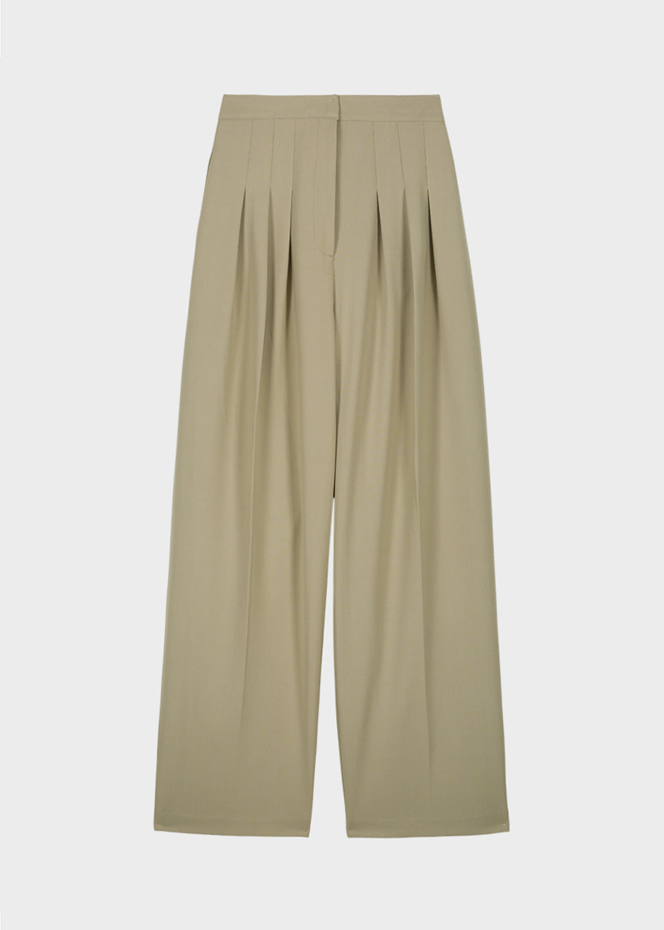 Stella Pintuck Pants - Pale Olive - 6