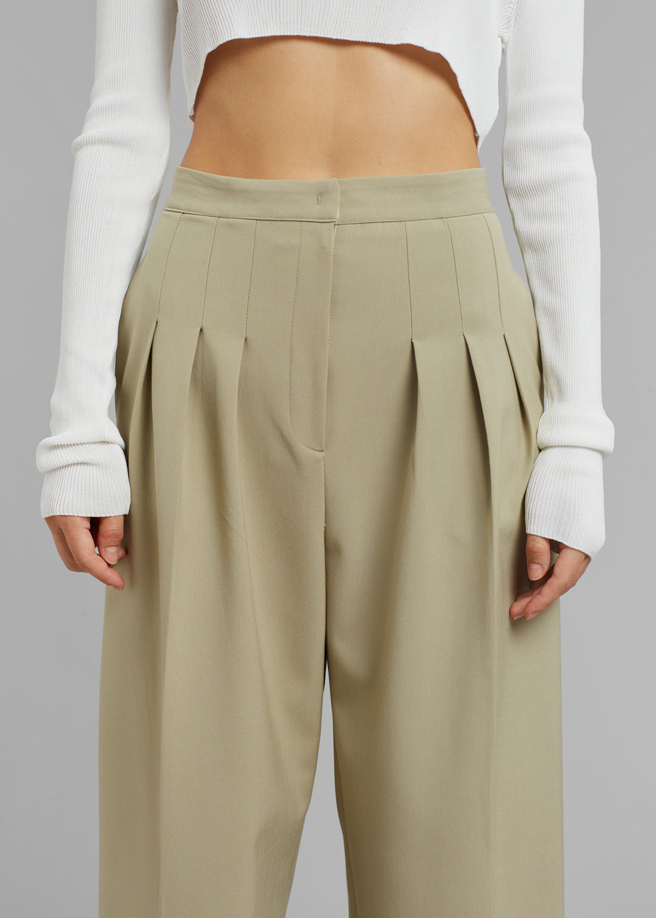 Stella Pintuck Pants - Pale Olive - 2