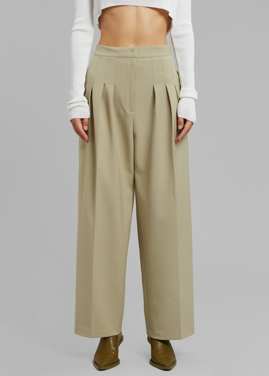 Stella Pintuck Pants - Pale Olive - 5