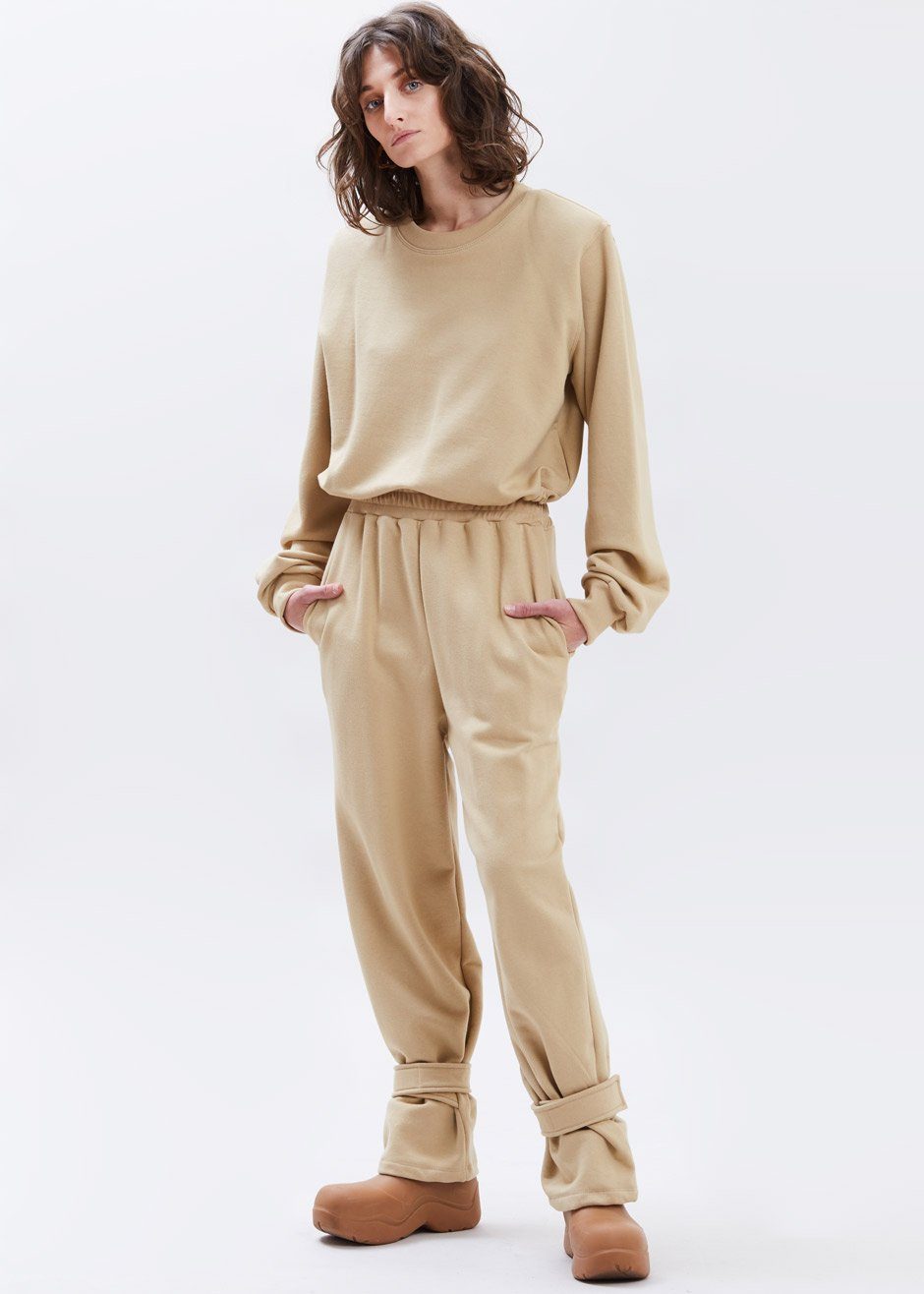 Tab Cuff Sweatpants - Camel - 3