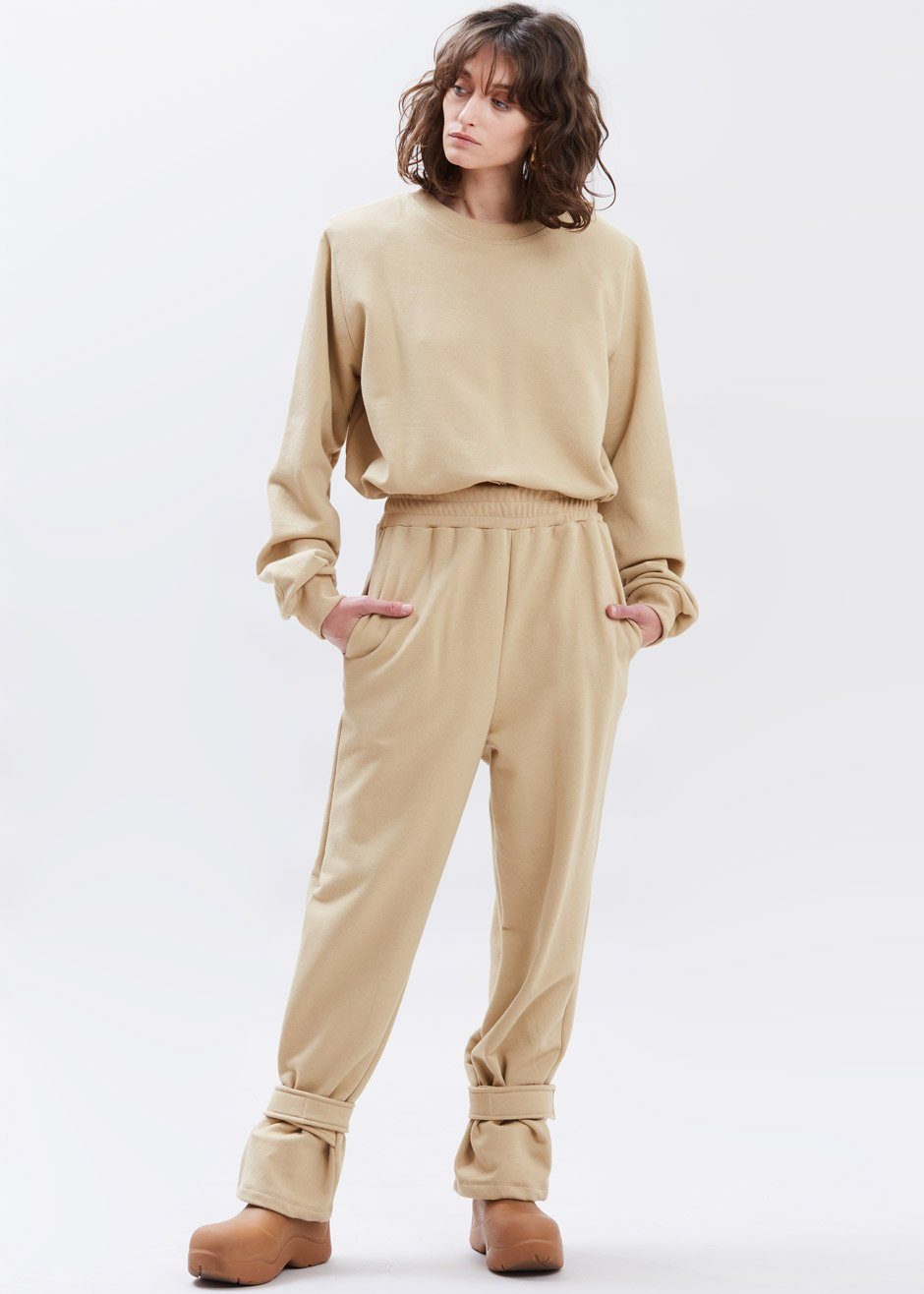 Tab Cuff Sweatpants - Camel - 5
