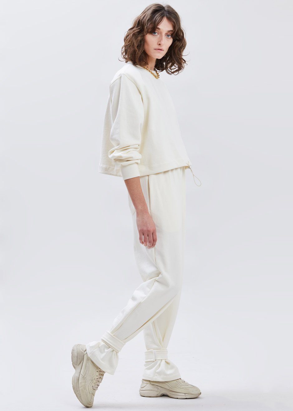 Tab Cuff Sweatpants - Cream - 1