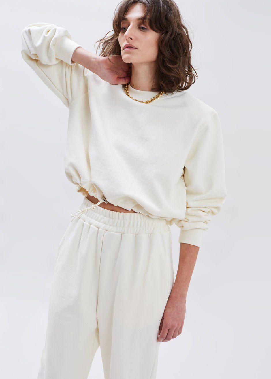Tab Cuff Sweatpants - Cream - 3