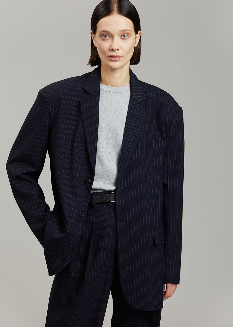 Tansy Oversized Blazer - Navy Pinstripe - 7