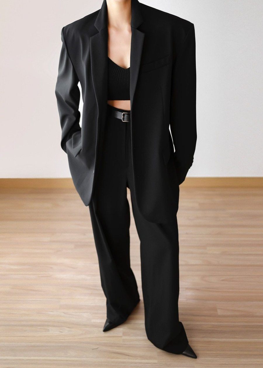 Tansy Pleated Trousers - Black - 8