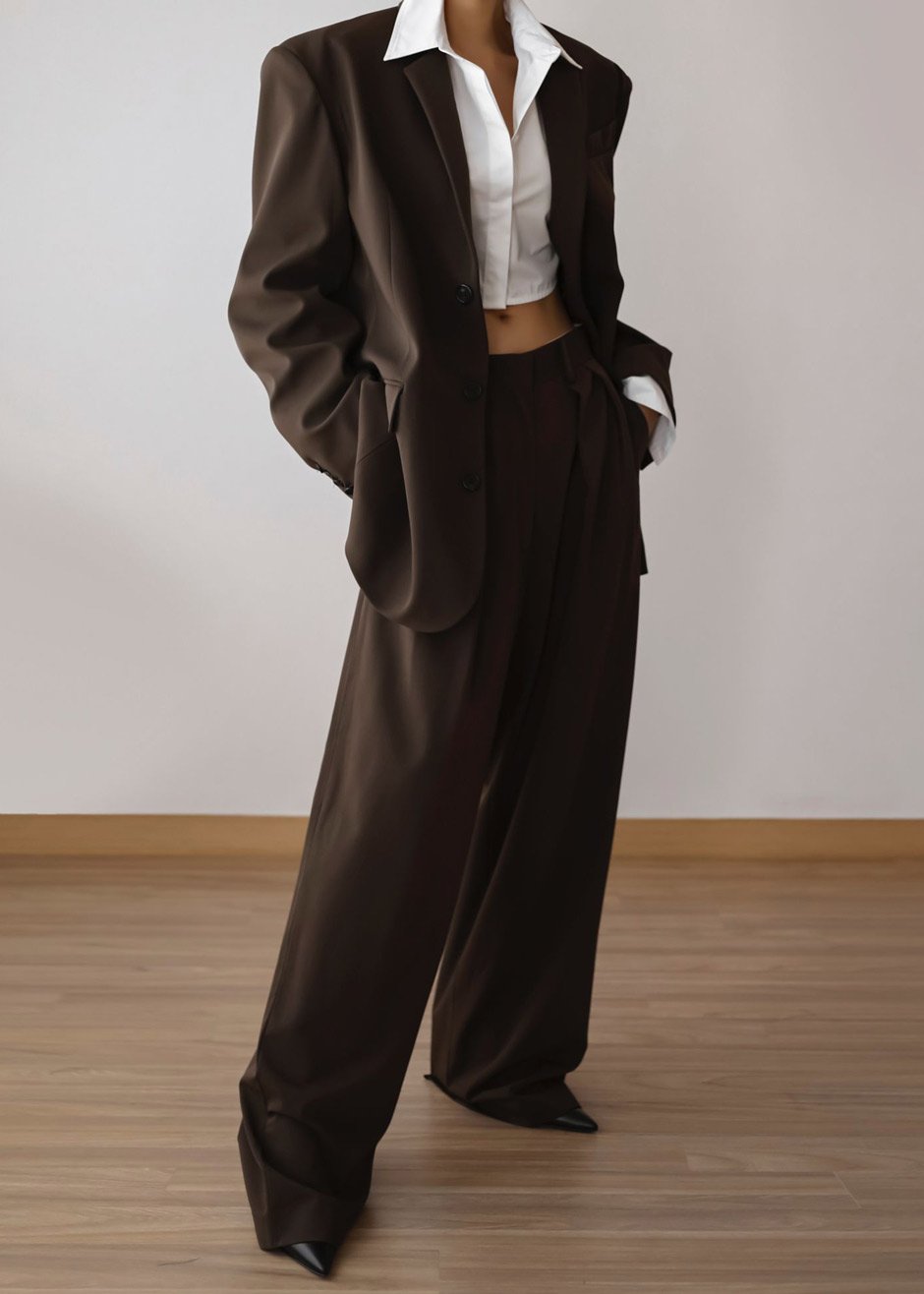 Tansy Pleated Trousers - Chocolate - 5