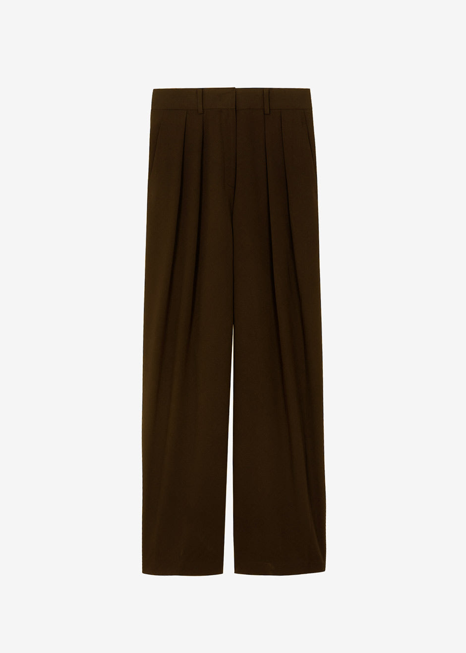 Tansy Pleated Trousers - Chocolate - 13