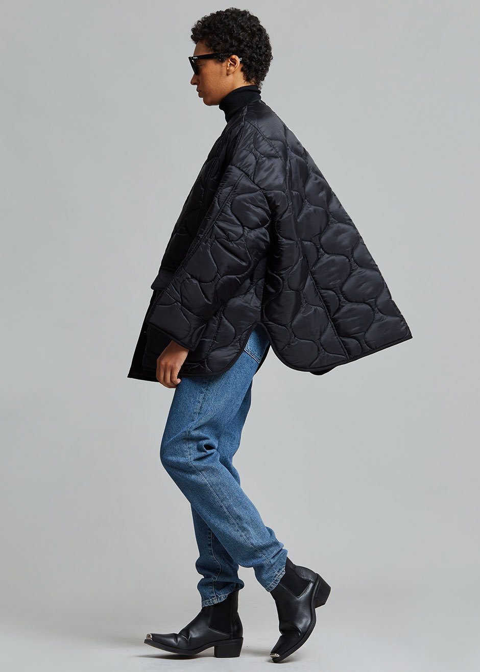 Teddy Quilted Jacket - Black - 1