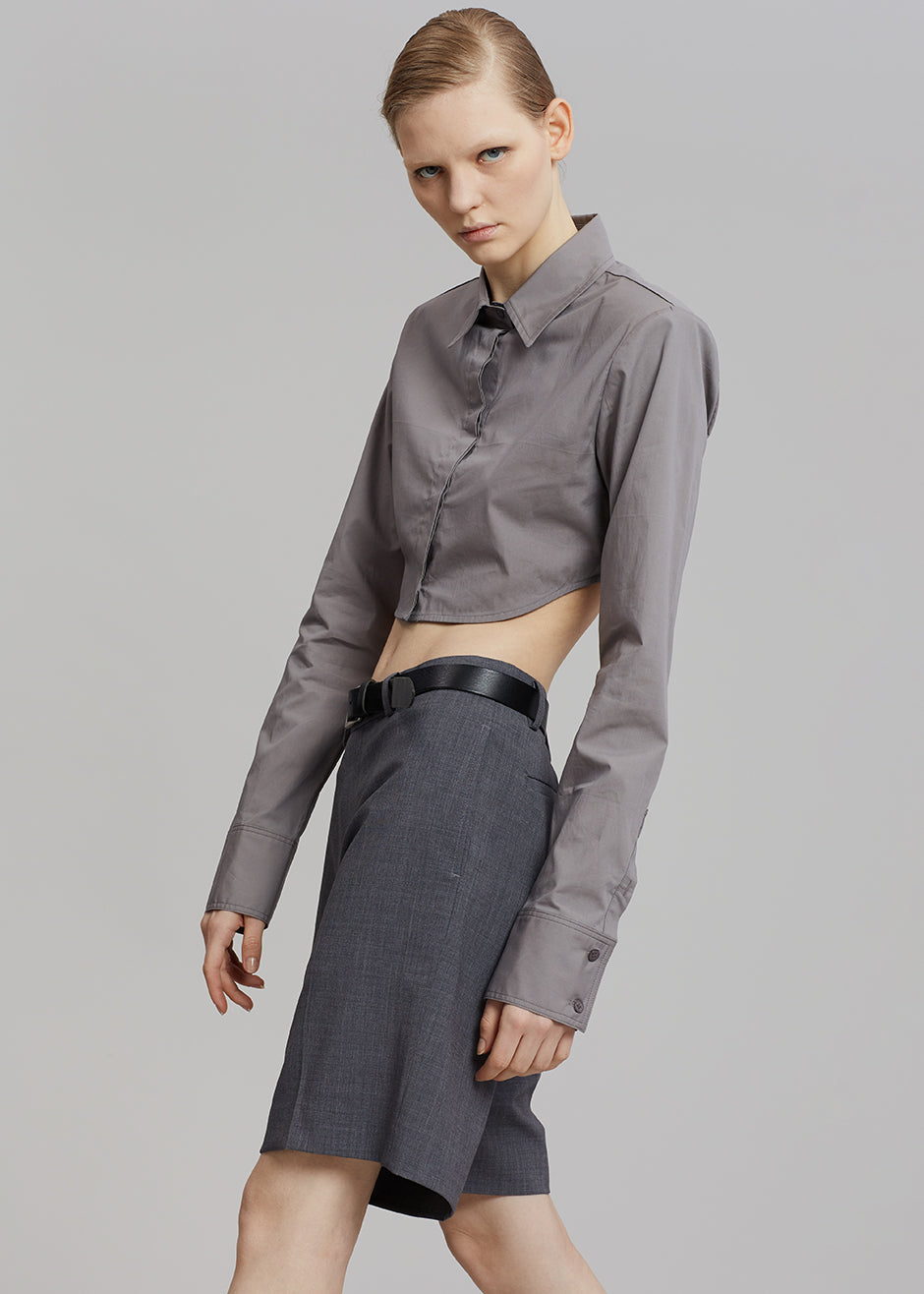 Uma Cropped Shirt - Grey - 7