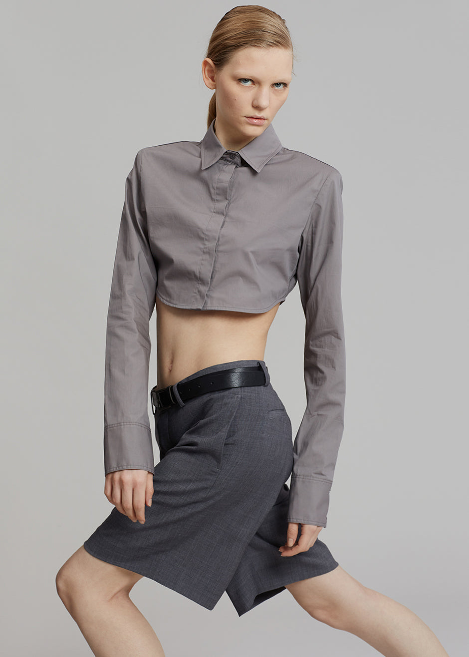 Uma Cropped Shirt - Grey - 8