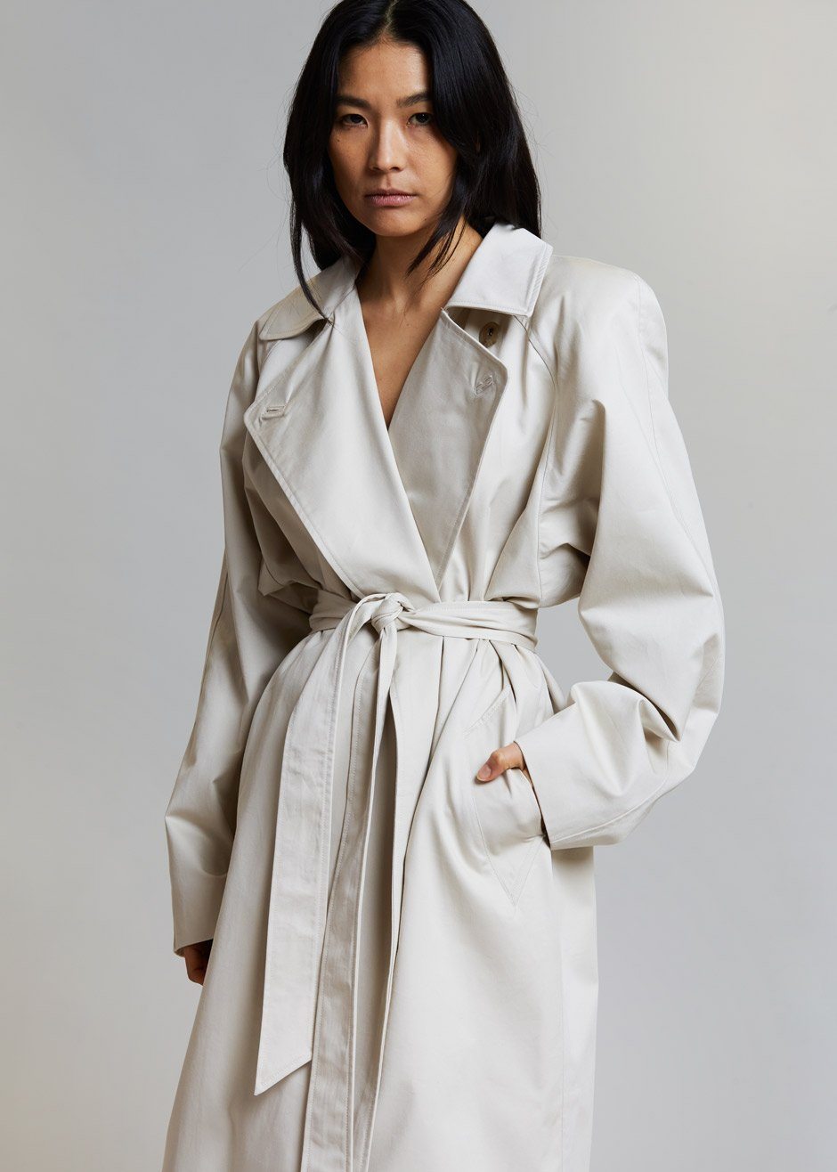Marisol Box Shoulder Trench - Bone - 4