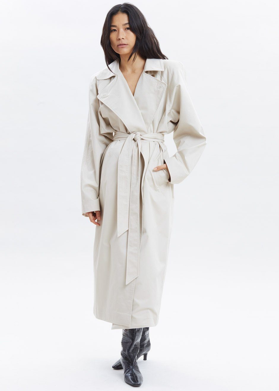 Marisol Box Shoulder Trench - Bone - 6