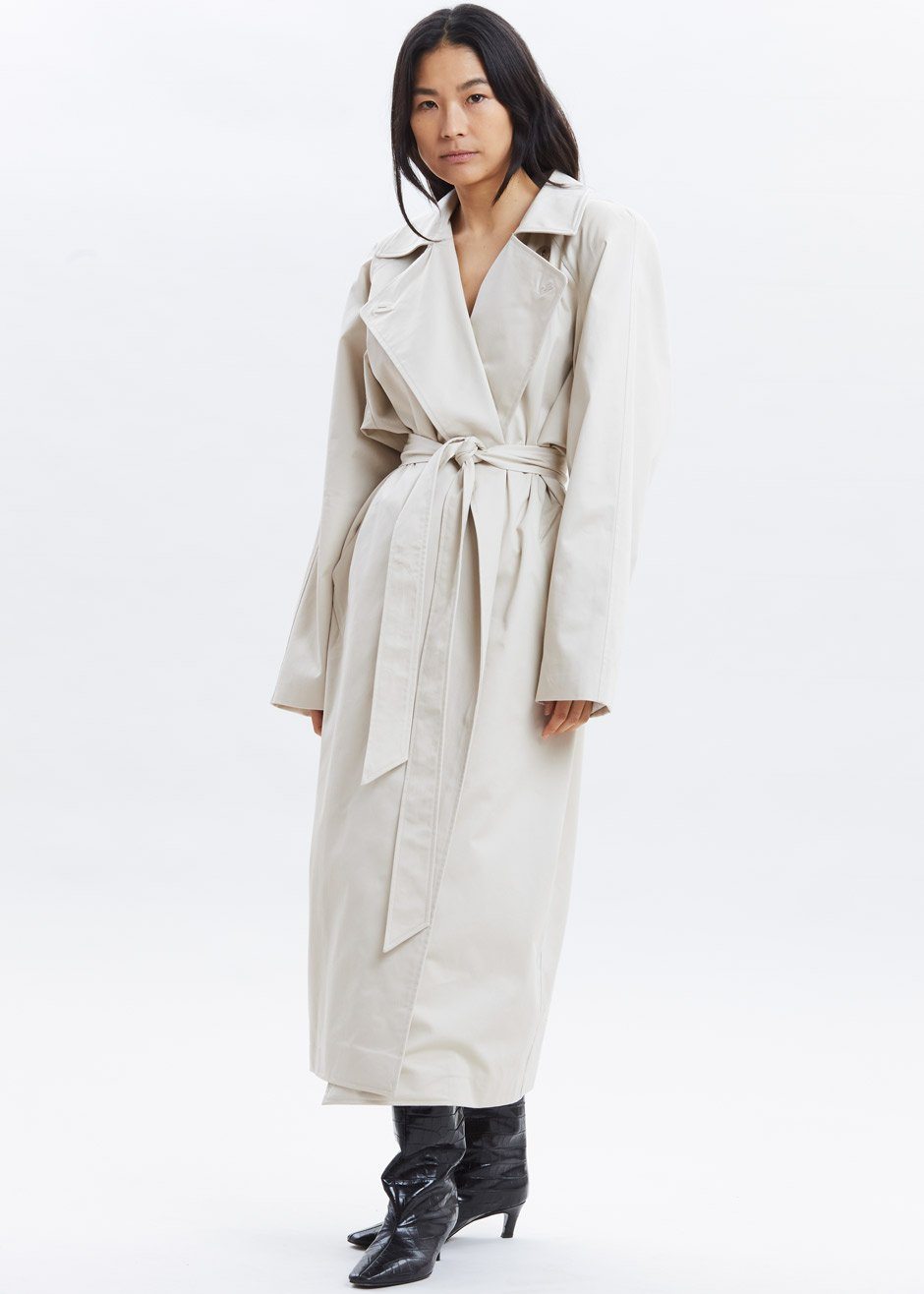 Marisol Box Shoulder Trench - Bone - 9