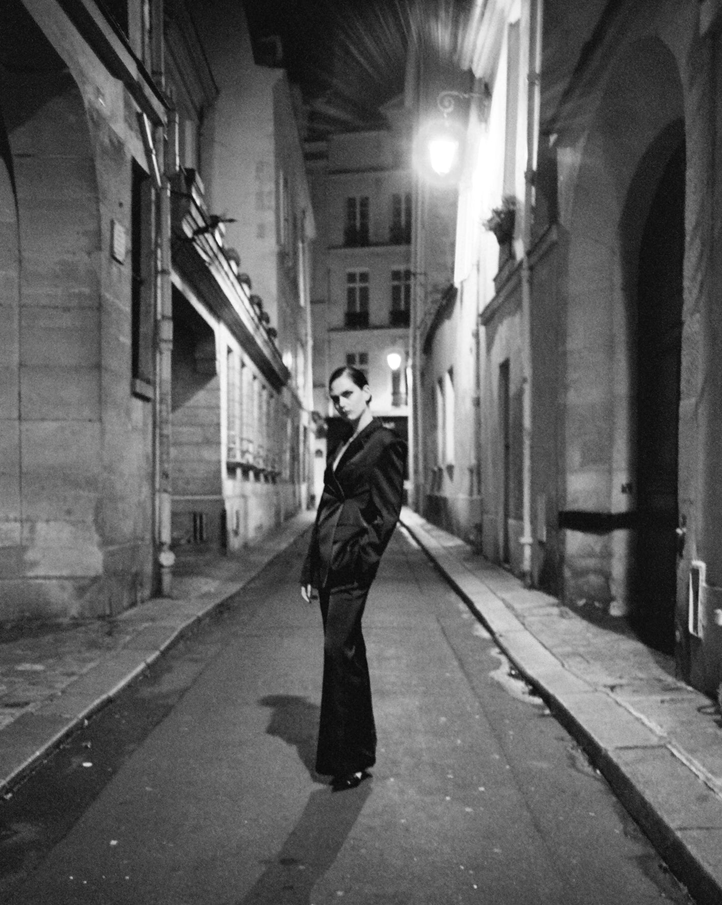 Model wearing The Frankie Shop Angelica blazer and pants. Photographed by Diana Bartlett. 