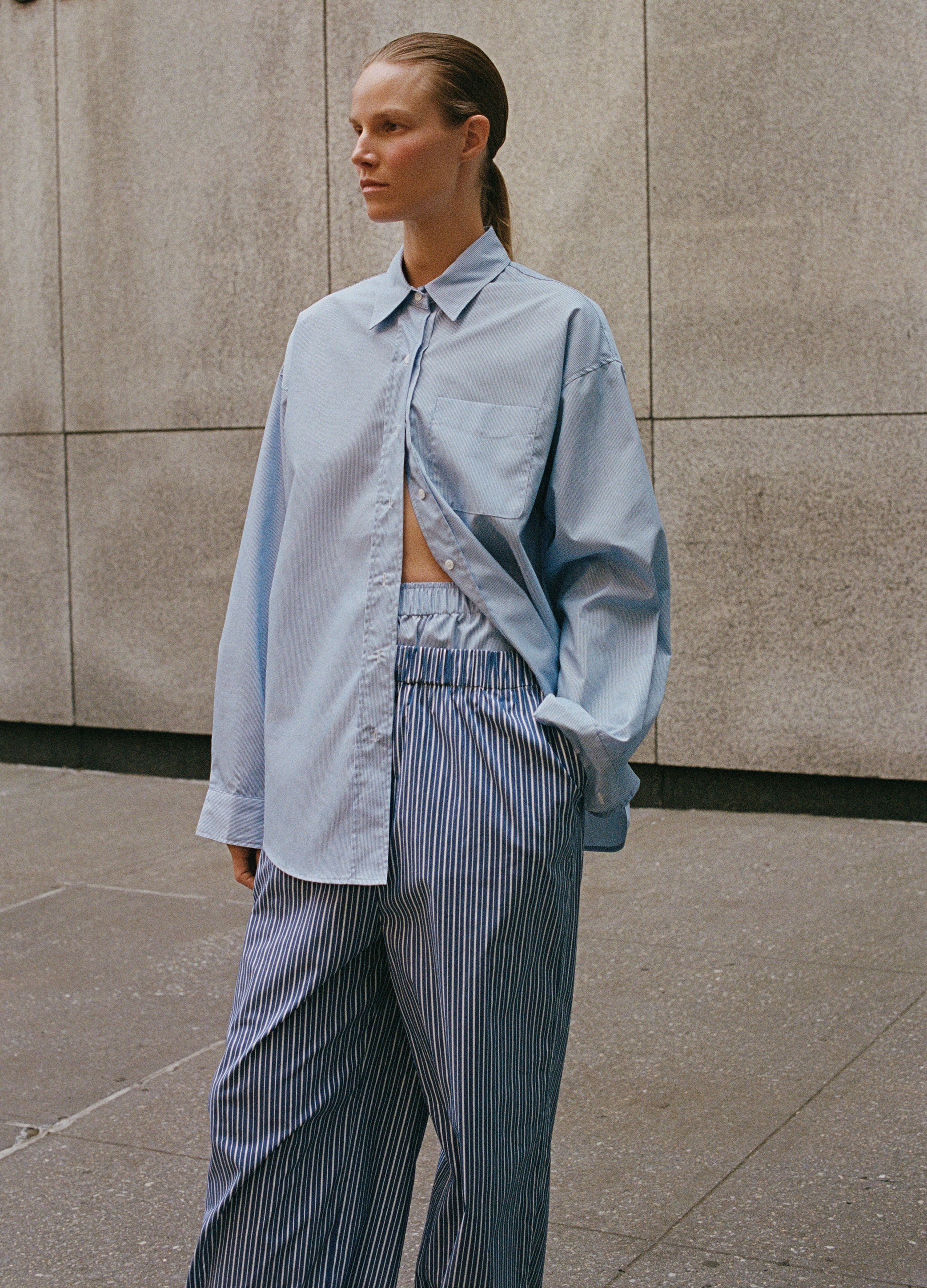 The Frankie Shop in the street model wearing the Mirca pants 