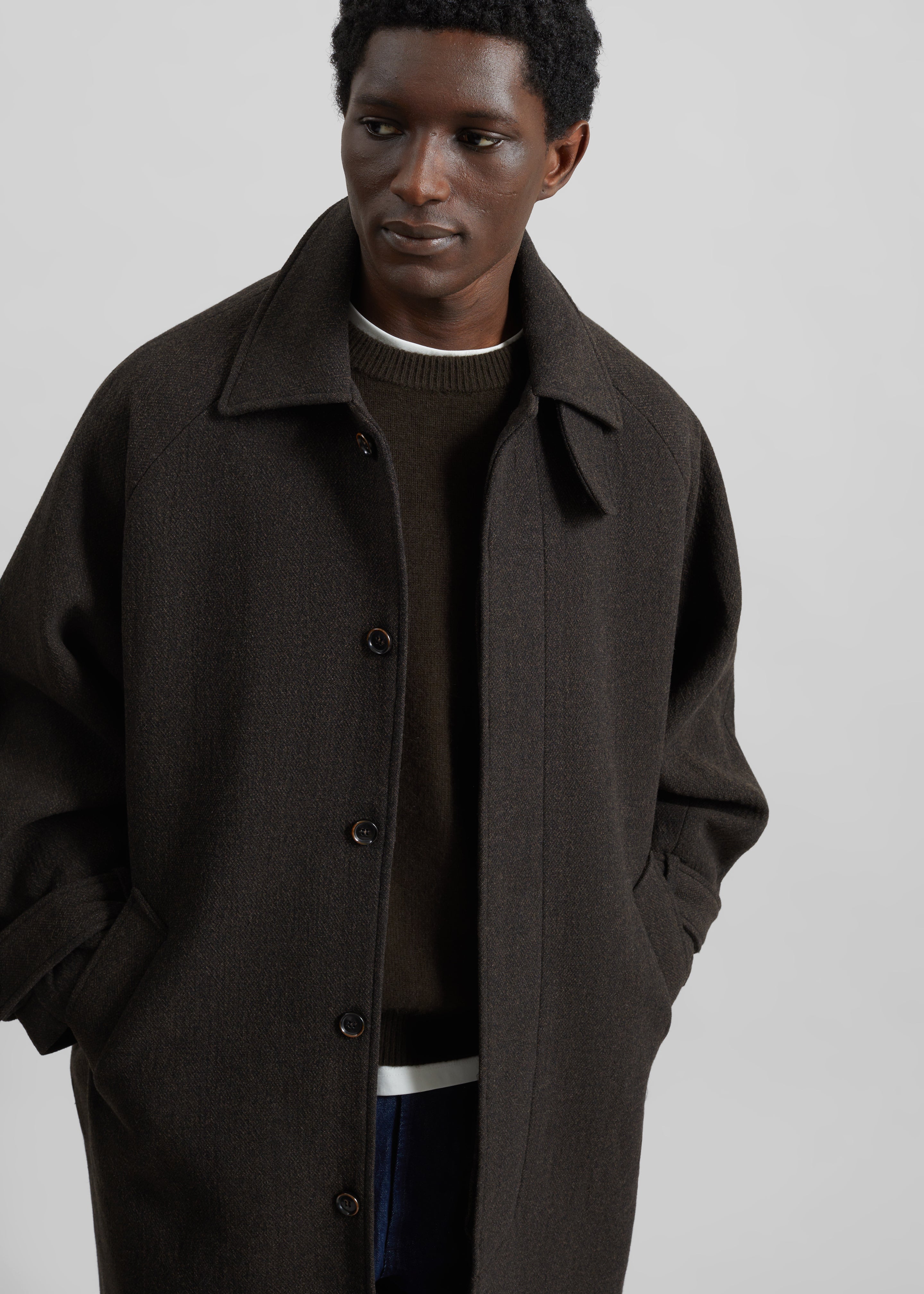 Zach Wool Blend Coat - Brown - 4