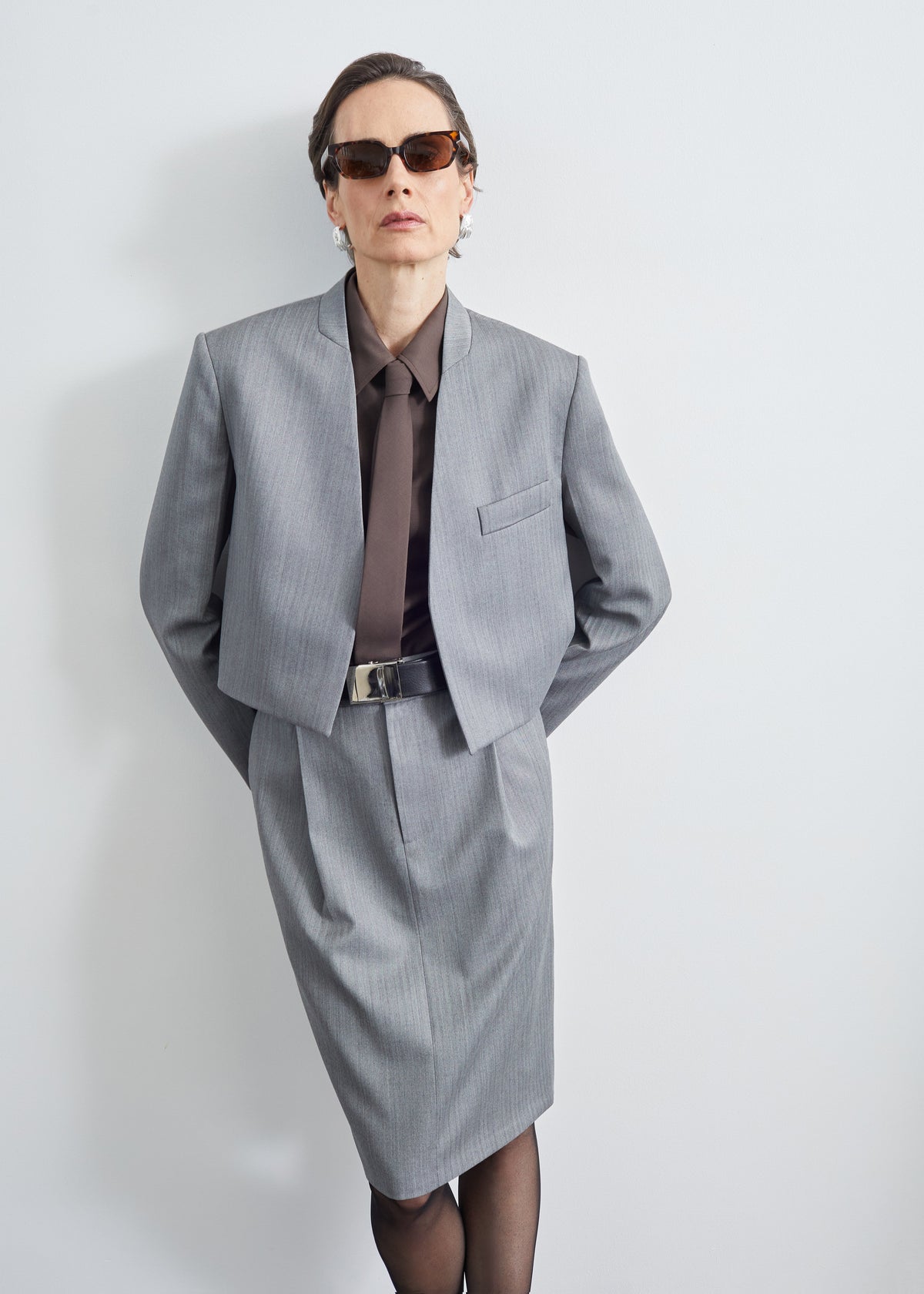 Blazer Martella a motivo chevron - Grigio