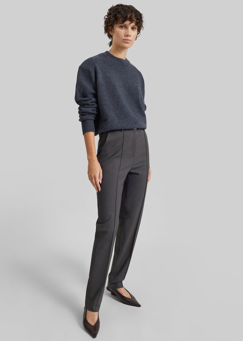 Loulou de Saison Malka Lds Fitted Leg Trousers - Brown Melange
