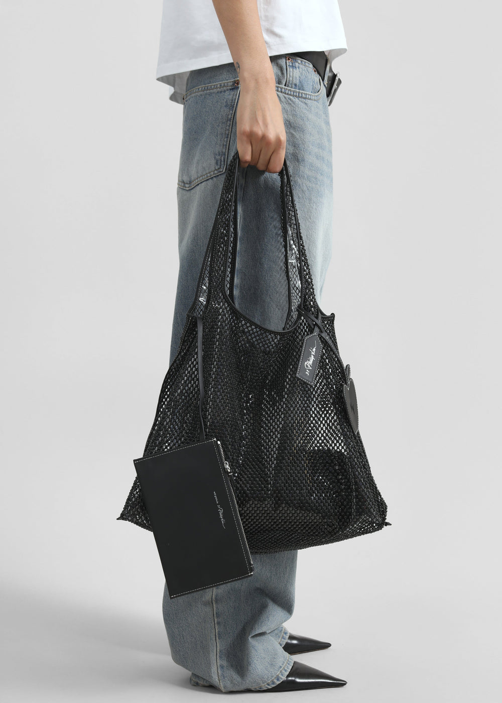 3.1 Phillip Lim Embellished Mesh Market Tote - Black