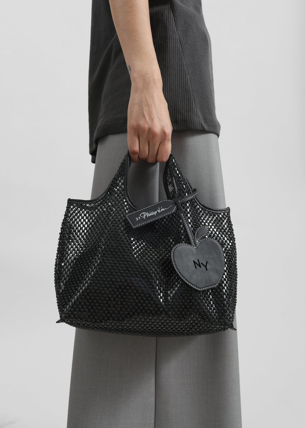 3.1 Phillip Lim Embellished Mesh Mini Market Tote - Black - 1