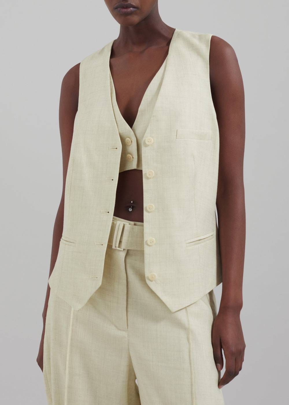 3.1 Phillip Lim Tailored Vest with Set-In Bra - Limoncello - 1