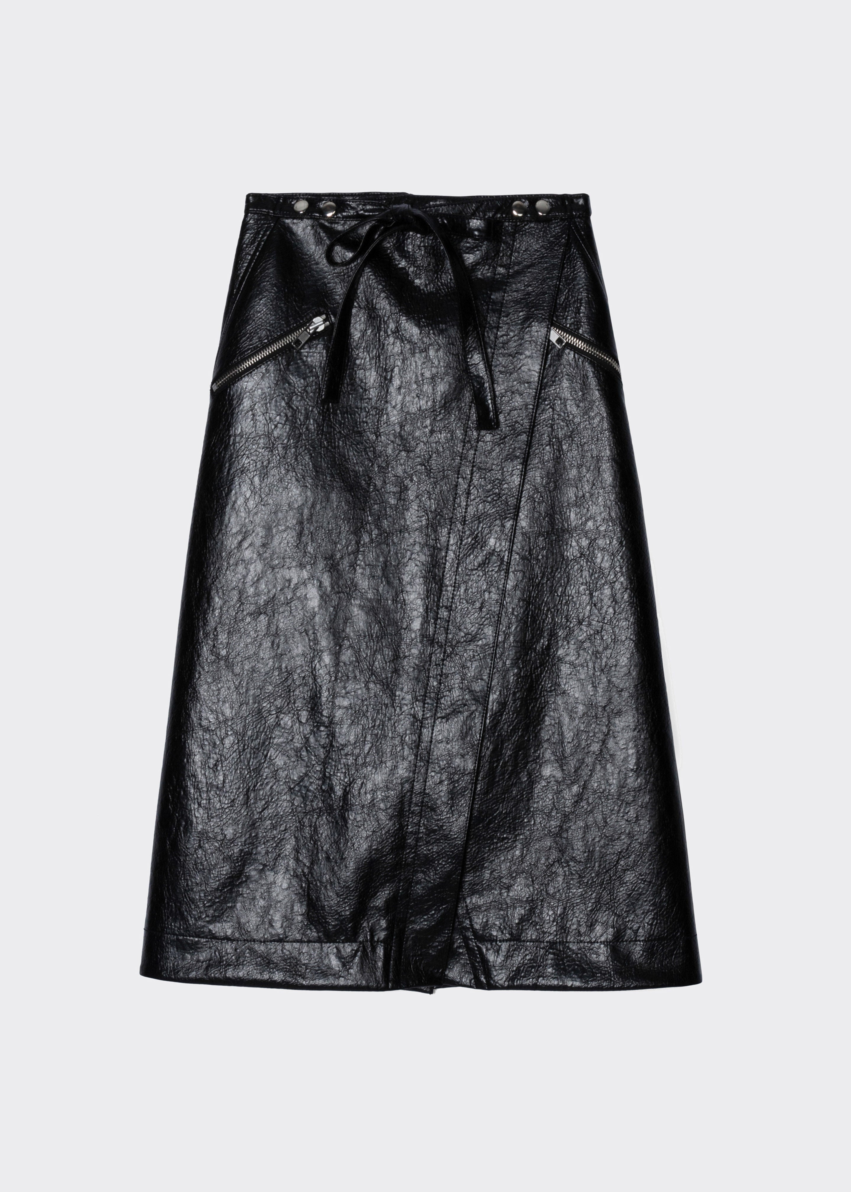 3.1 Phillip Lim Textured Faux Leather Wrap Skirt - Black - 6