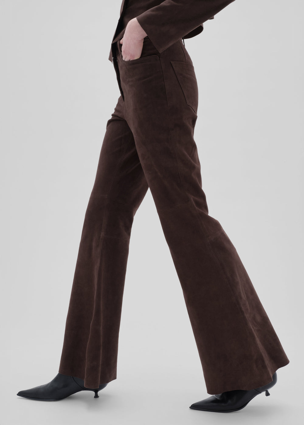 Remain Flared Suede Pants - Chicory Coffee