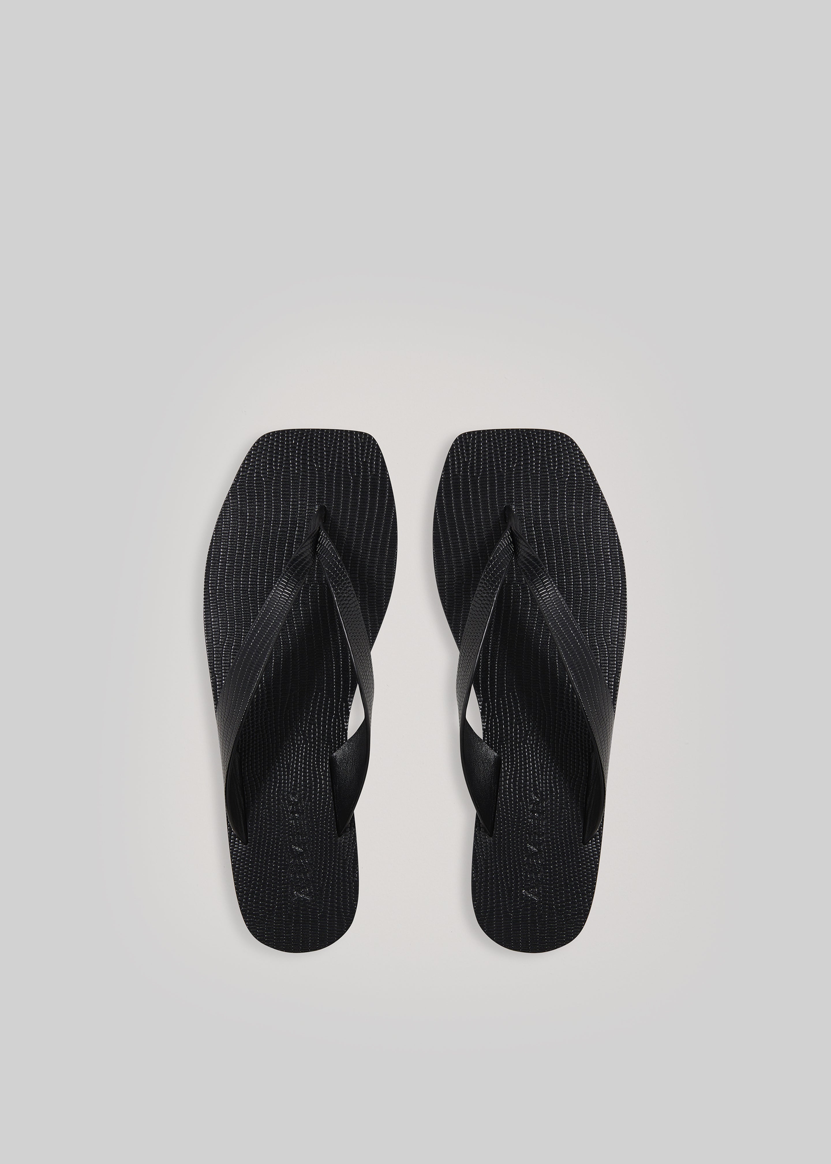 A.Emery The Kinto Sandals - Black Embossed Lizard - 3