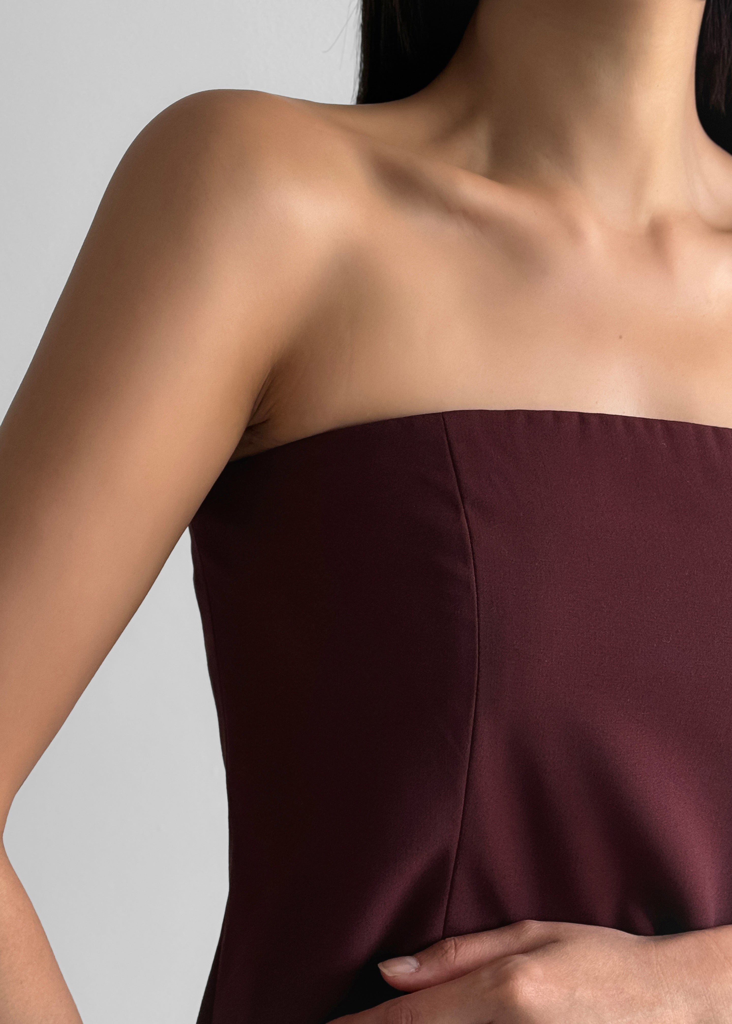 Abbie Strapless Top - Burgundy - 4