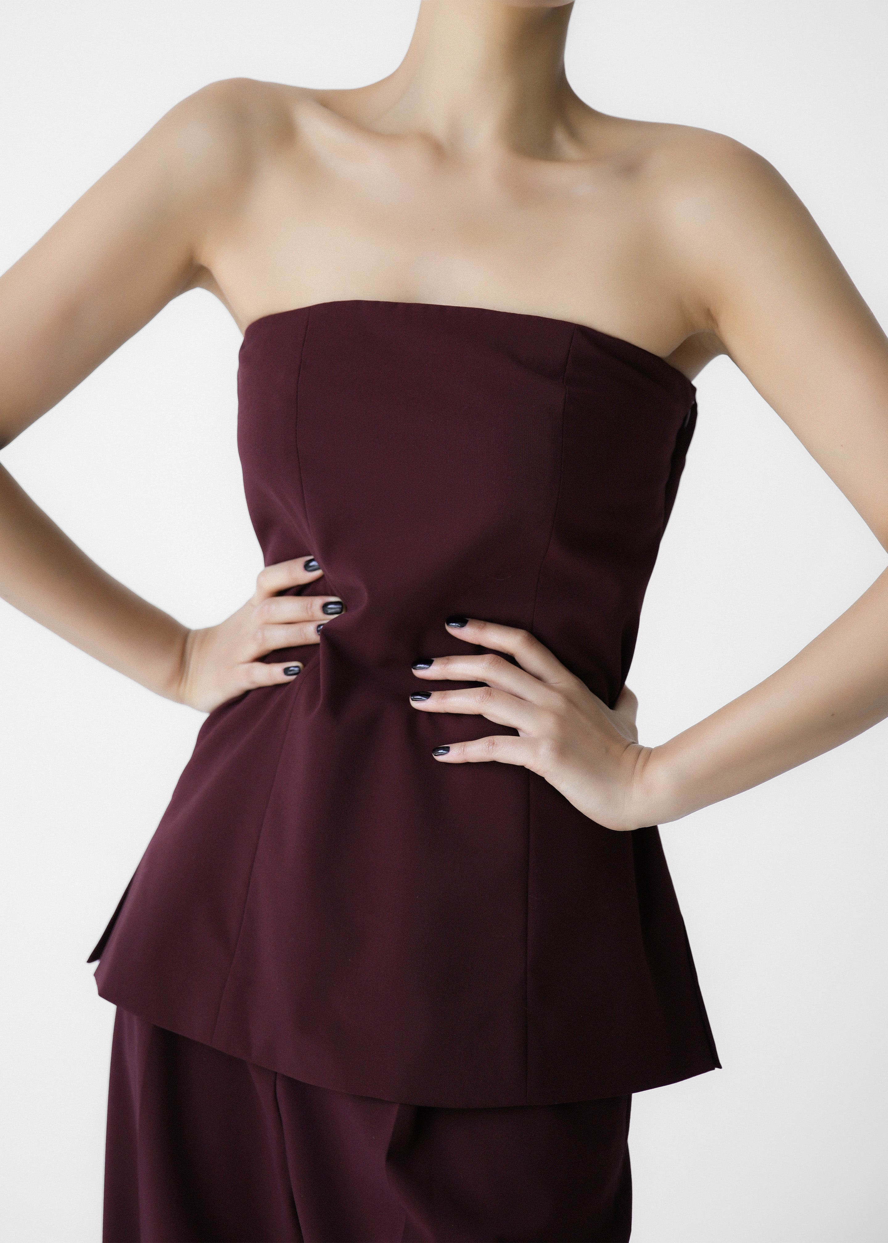 Abbie Strapless Top - Burgundy - 11