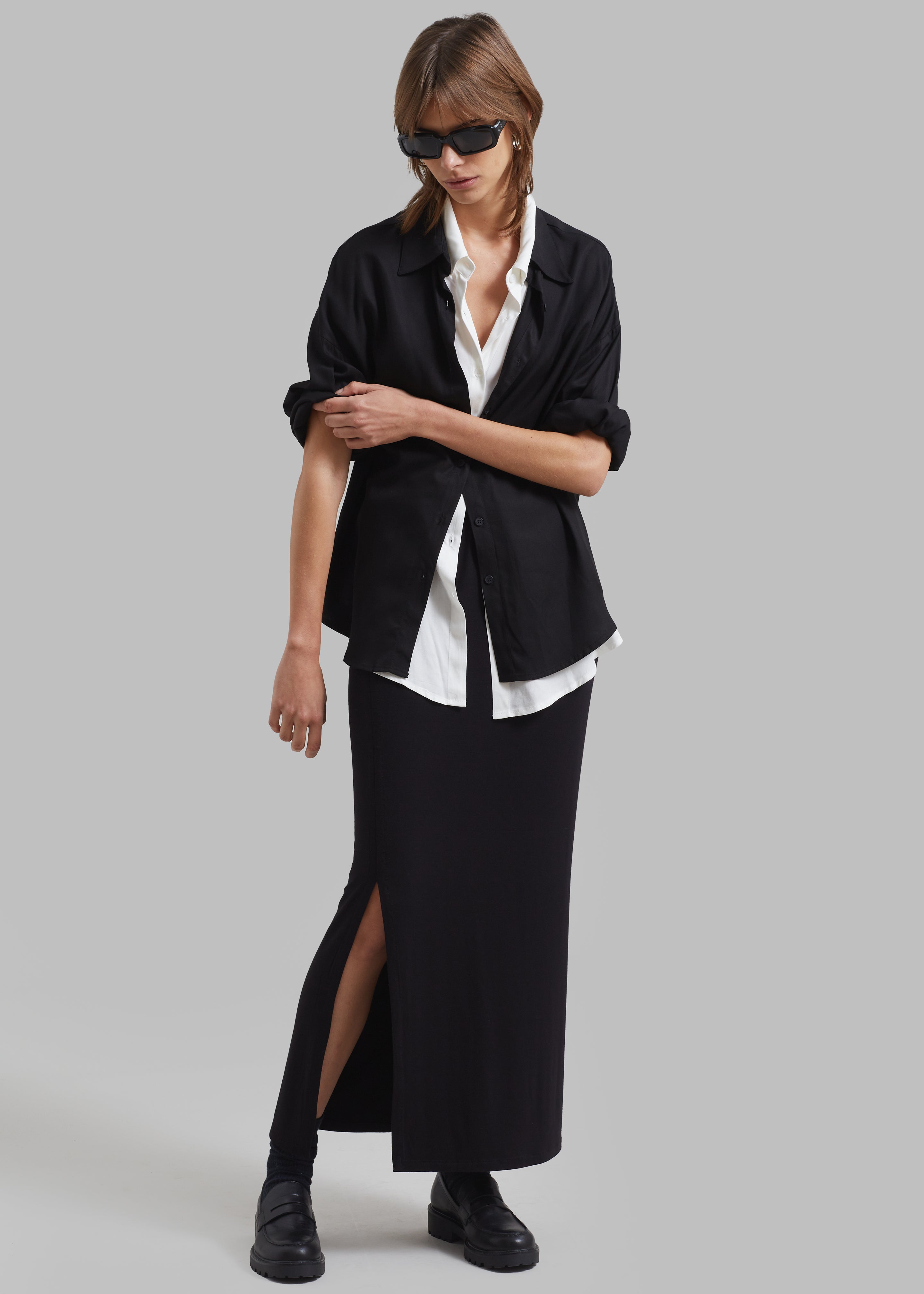Abigail Side Slit Maxi Skirt - Black - 6