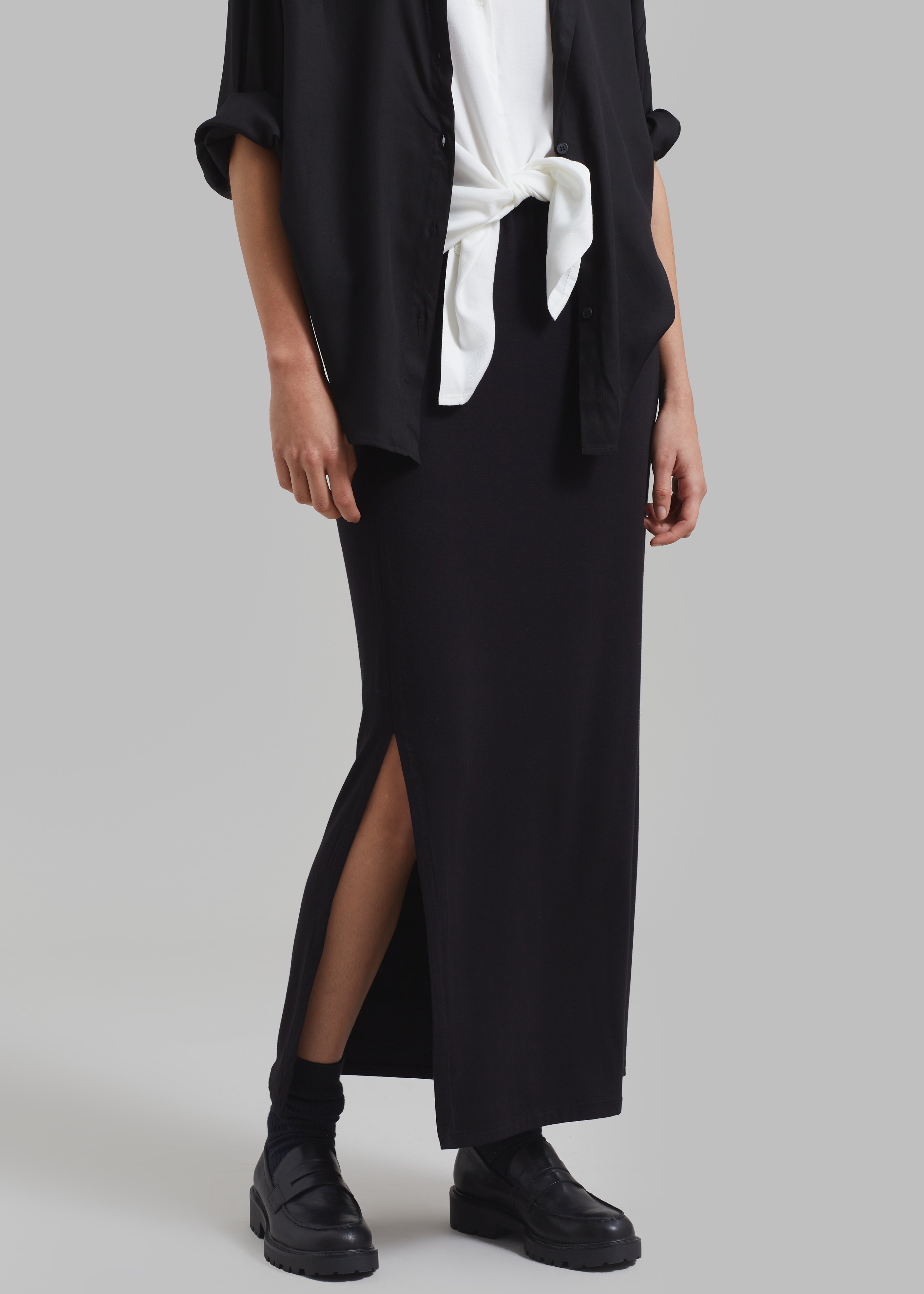 Abigail Side Slit Maxi Skirt - Black - 7
