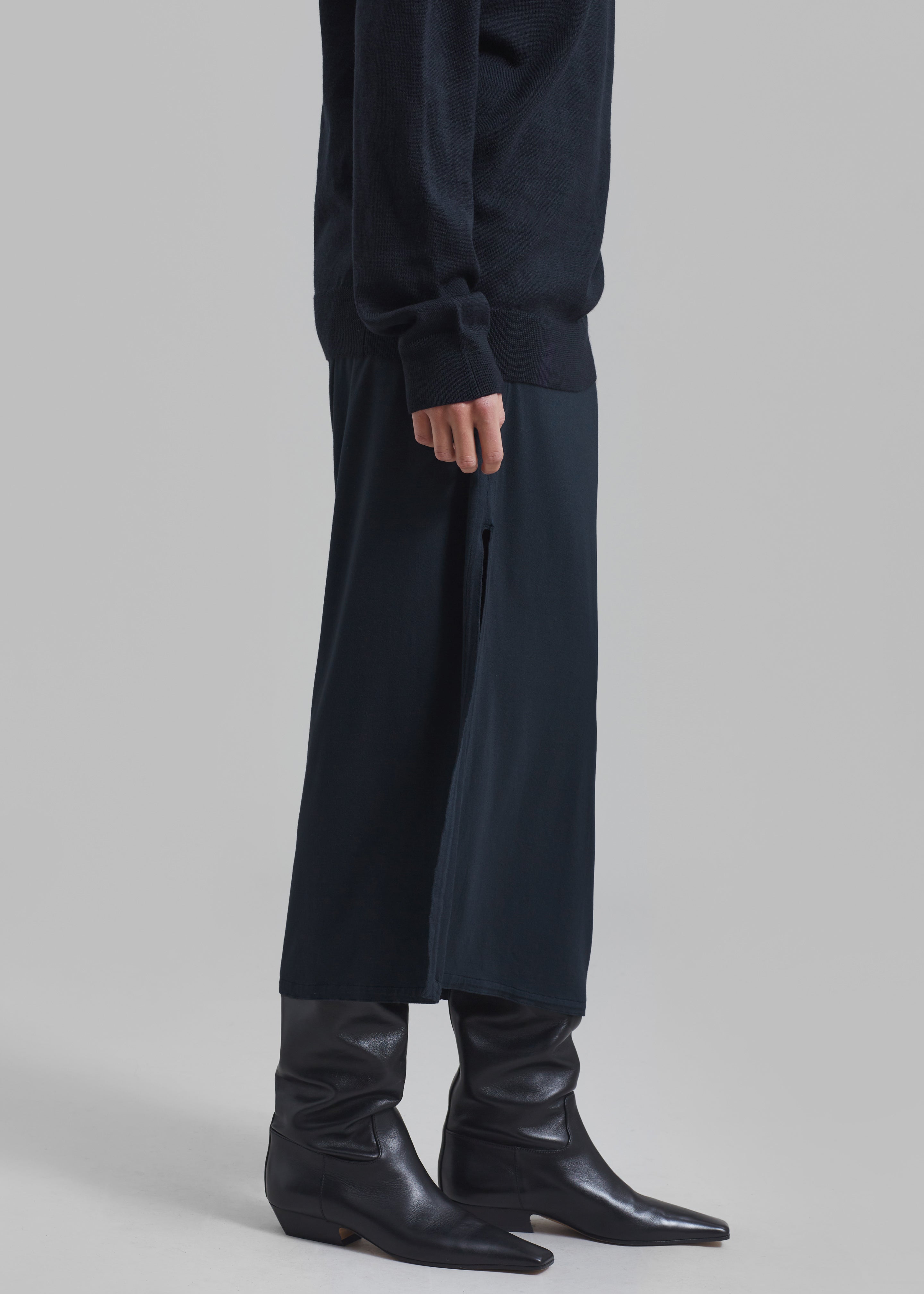 Abigail Side Slit Maxi Skirt - Navy - 3