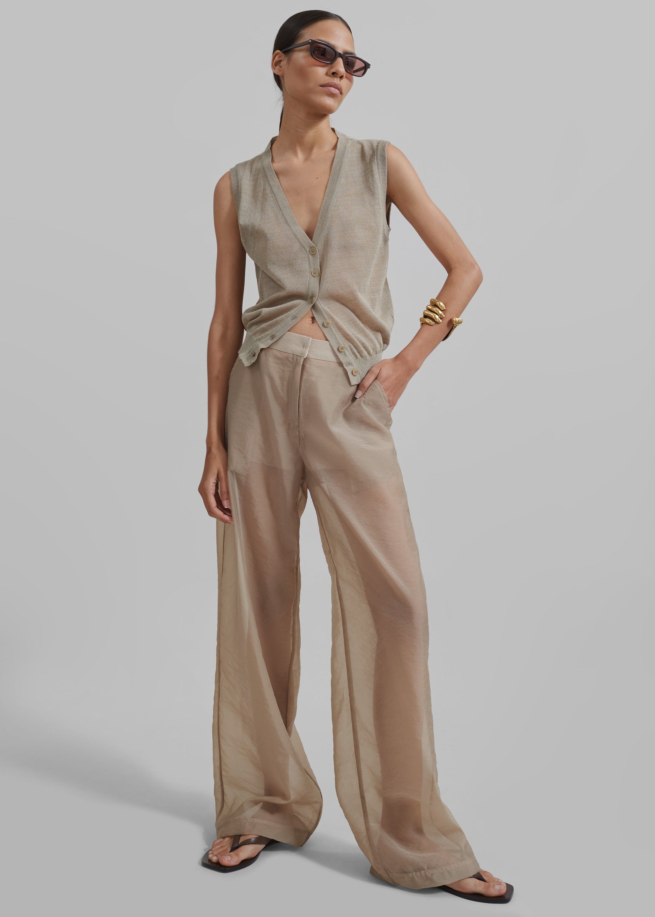 Shop the look image for Abra Sheer Trousers - Beige