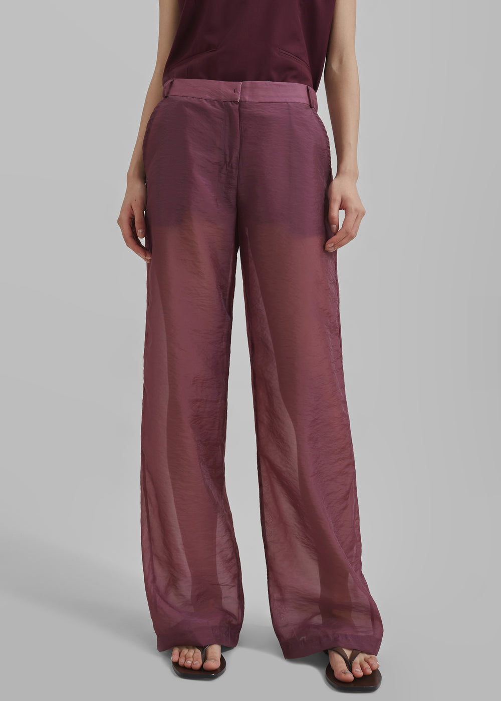 Abra Sheer Trousers - Burgundy