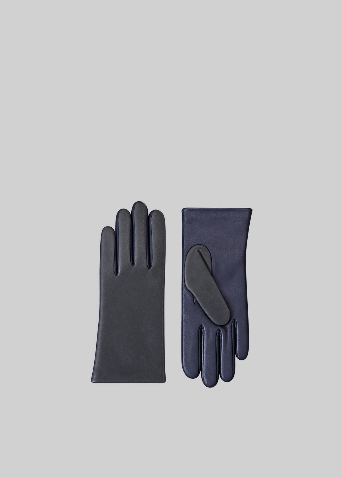 Rion Bicolor Short Leather Gloves - Dark Grey/Dark Navy