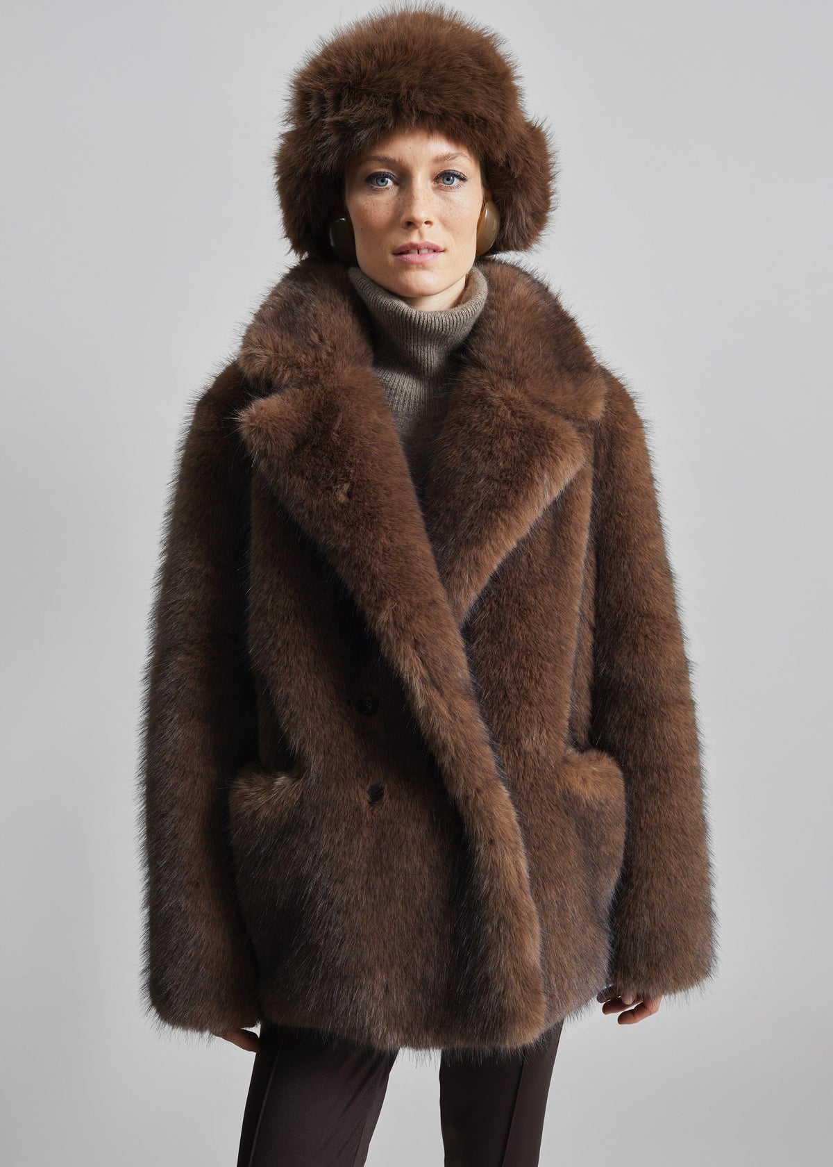 Adamello Faux Fur Short Coat - Brown - 7